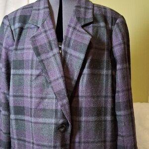 Sag Harbor Plaid Blazer in Purple and Green